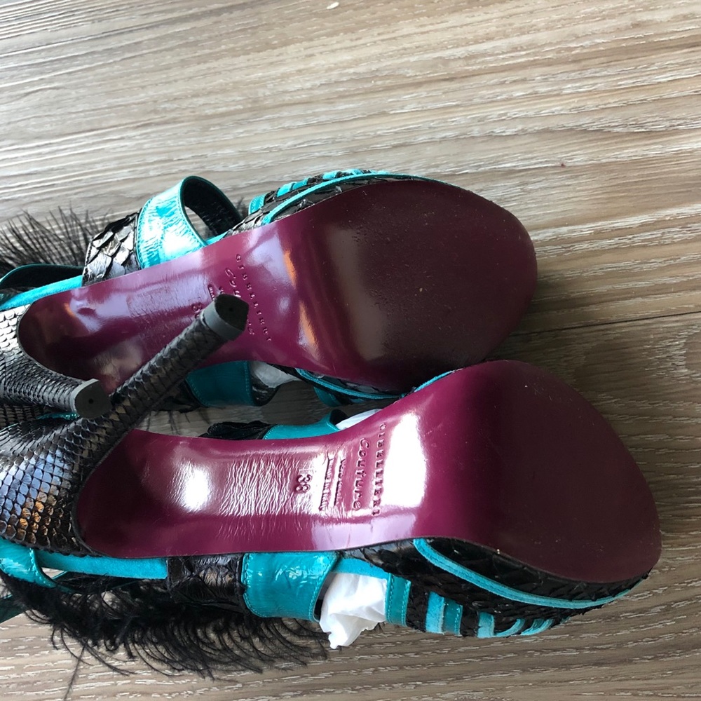 Gibellieri Couture Teal & Black Heels - Picture 6 of 8